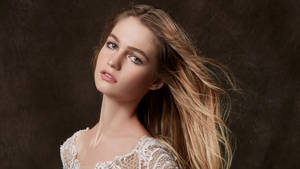 Blonde Female Model Windy Hair Wallpaper