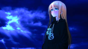 Blonde Girl Anime Blue Wallpaper