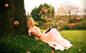 Blonde Girl In Spring Wallpaper