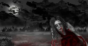 Bloody Vampire Forest Castle Wallpaper
