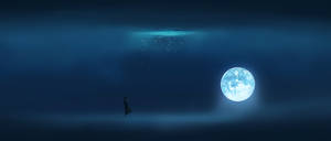 Blue 4k Sea And Moon Art Wallpaper
