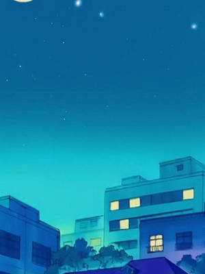 Blue Aesthetic Animated Building Wallpaper