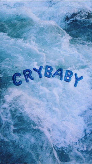 Blue Aesthetic Crybaby Letters On Ocean Wallpaper