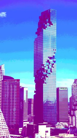 Blue Aesthetic Tall Modern Buildings Wallpaper