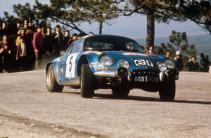 Blue Alpine Rally Car Wallpaper