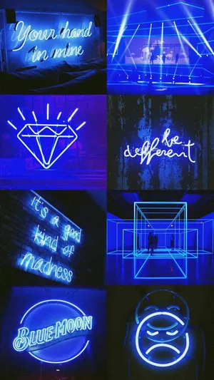 Blue And Black Neon Aesthetic Wallpaper