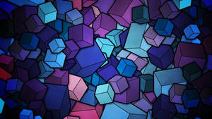 Blue And Purple Platonic Shapes Abstract Wallpaper