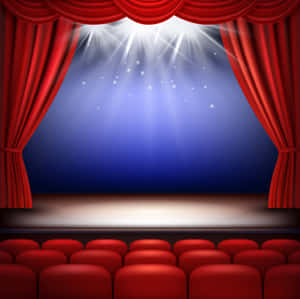 Blue And Red Cartoon Theatre Stage Wallpaper