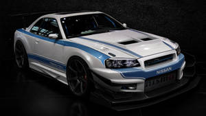 Blue And White Nissan Skyline Car Wallpaper