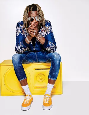 Blue And Yellow Young Thug Phone Wallpaper