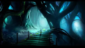 Blue Art Forest Wallpaper