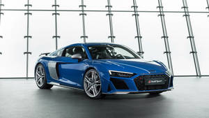 Blue Audi R8 Display Wallpaper