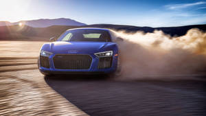 Blue Audi R8 Dust Wallpaper