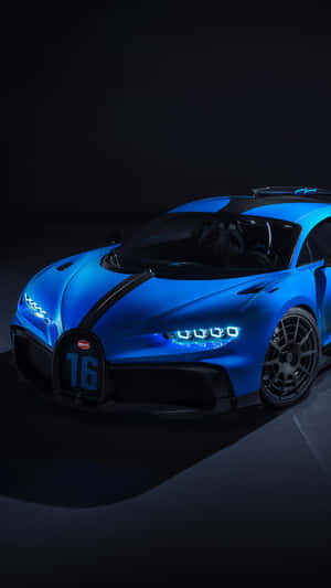 Blue Bugatti Chiron Night Showcase Wallpaper