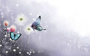 Blue Butterfly On Flower Wallpaper