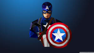 Blue Captain America Low Poly Art Wallpaper