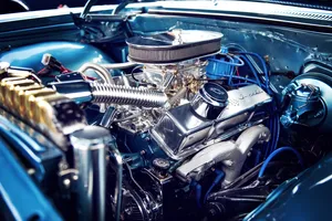 Blue Car Chrome Engine Wallpaper