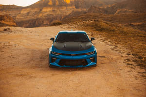 Blue Chevrolet Camaro Desert Wallpaper