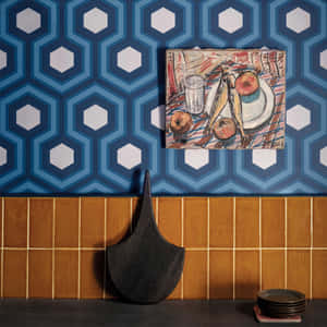 Blue Contemporary Wall Wallpaper