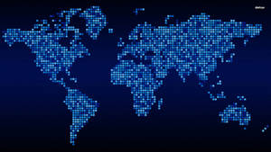 Blue Digital Screen World Map Wallpaper