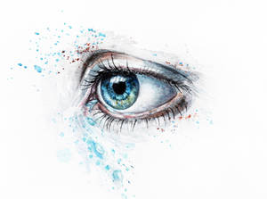 Blue Eye Sad Drawing Wallpaper