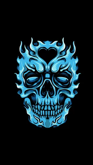 Blue_ Fire_ Skull_ Graphic Wallpaper