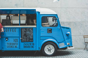 Blue Food Truck Wallpaper