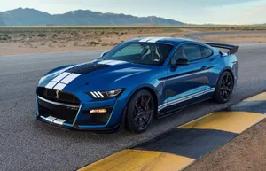 Blue Ford Mustang Shelby G T500 On Track Wallpaper