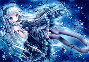 Blue Goth Anime Girl Wallpaper