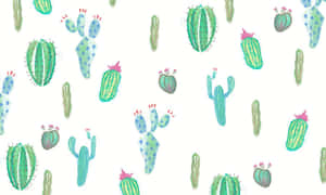 Blue Green Cute Cactus Wallpaper