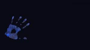 Blue Handprint Dark Background Wallpaper