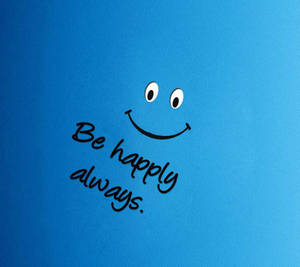 Blue Happy Text Wallpaper