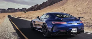 Blue Mercedes Amg Gt On The Highway Wallpaper