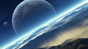 Blue Moon Above Earth Wallpaper
