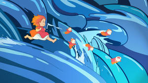 Blue Ocean Wave Ponyo Wallpaper