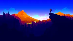 Blue Orange Firewatch Henry On Cliff Wallpaper