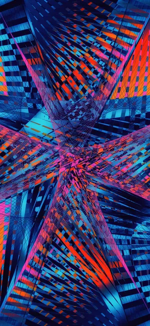 Blue Orange Fractal Glitch Wallpaper