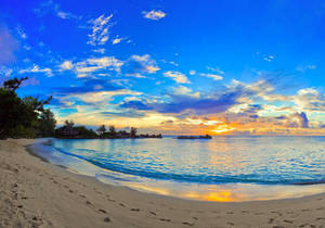 Blue Orange Sky Beach Desktop Wallpaper