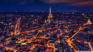 Blue Paris City Night Lights Wallpaper