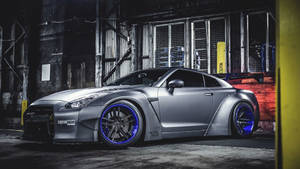 Blue Rim Gray Nissan Gt R 4k Wallpaper