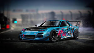 Blue Rx7 Car Wrap Wallpaper