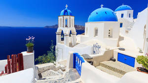 Blue Santorini Wallpaper