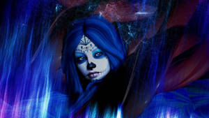 Blue Skull Goth Girl Wallpaper