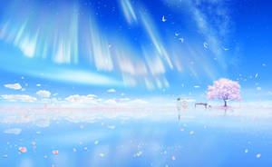 Blue Sky And Sakura Tree Your Lie In April Wallpaper