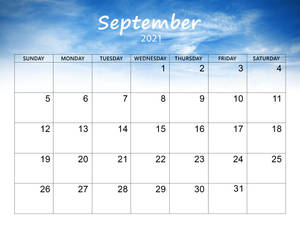 Blue Sky September Calendar 2021 Wallpaper