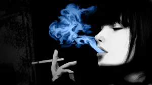Blue Smoke From Woman Wallpaper