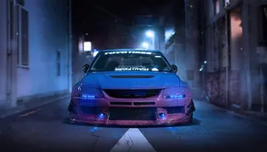 Blue Sports Car In An Alley Wallpaper