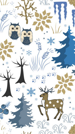 Blue-themed Christmas Aesthetic Art Wallpaper