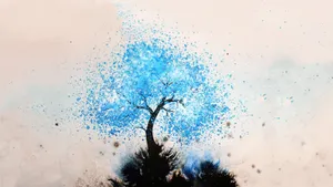 Blue Tree Abstract Art Wallpaper