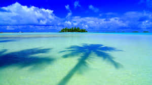 Blue Tropical Island Panoramic Desktop Wallpaper